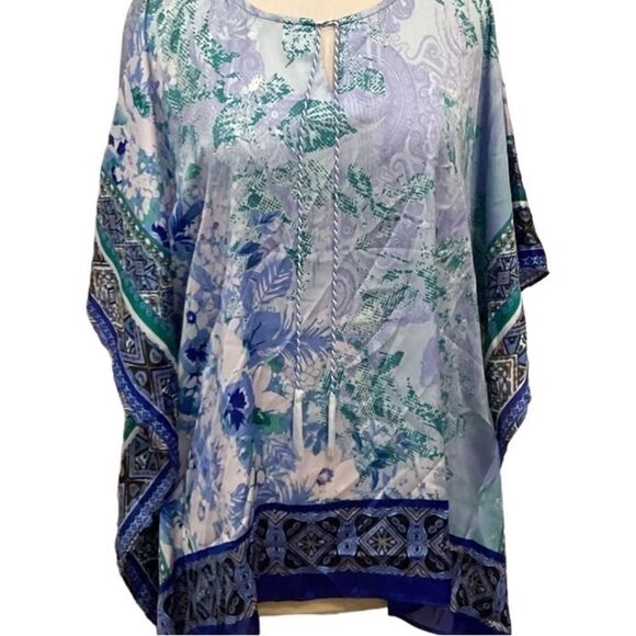 Susan Graver Printed Charmeuse Scarf Top small - Picture 9 of 13